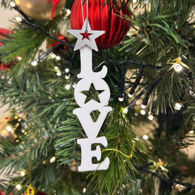 2 x Love Lettering Baubles (White &amp; Silver)