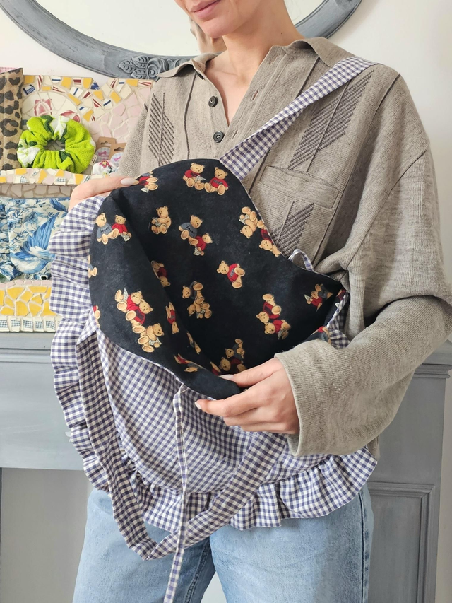 Tote bag coeur pliable en tissus upcyclés