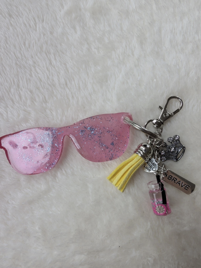 Sunglass Keyring (Pink Glitter Design)