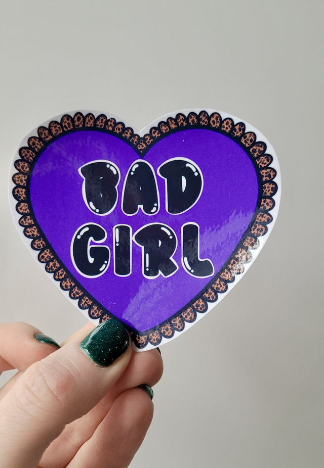 Bad Girl Heart Glossy Vinyl Sticker – Purple Alt Spicy Decal