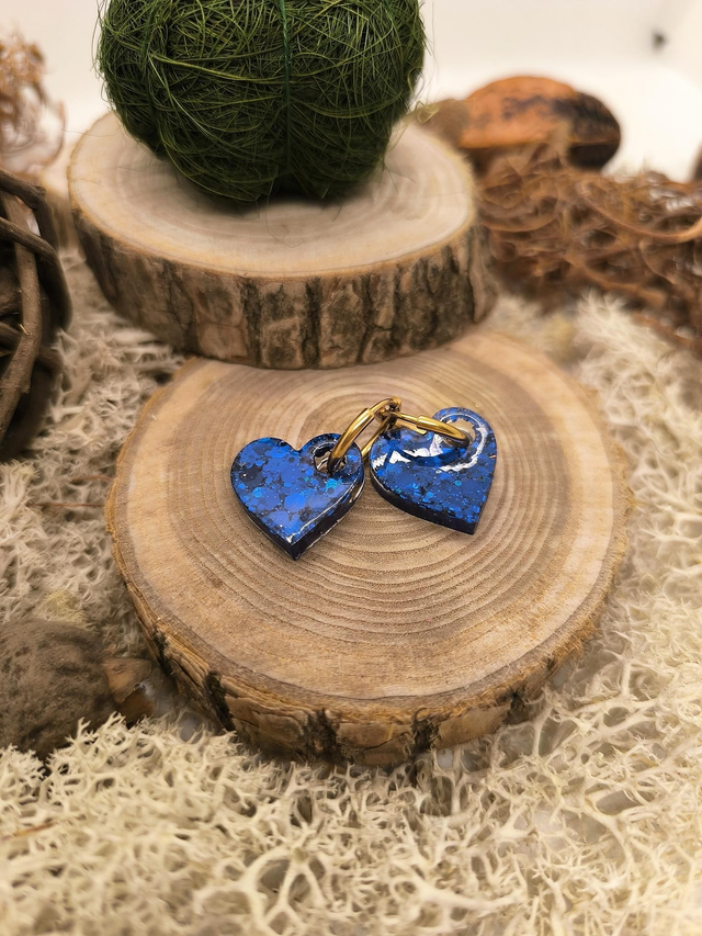 Pampilles interchangeables coeur bleu nuit pailleté 