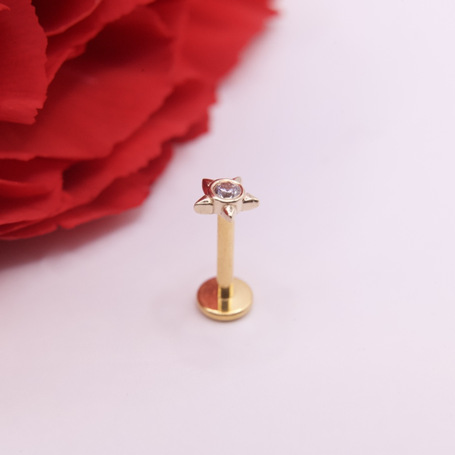 Rounded Star With Gem Or Jaune 