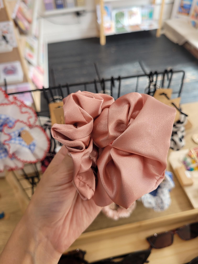 Satin scrunchie duo - Rose - HE-002