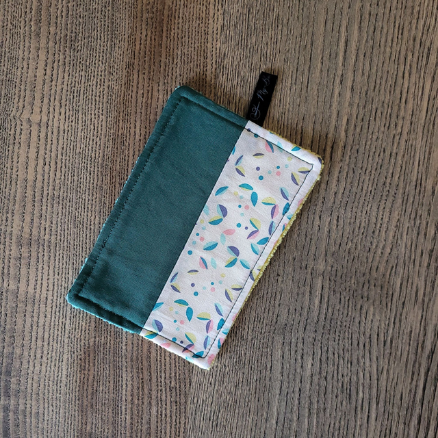 Coton lavable rectangle : feuilles, vert, jaune