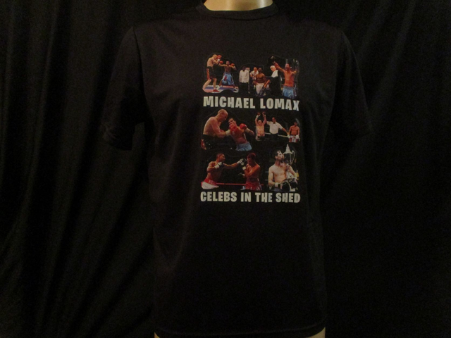 Michael 'The Look' Lomax ABA Champion Prizefighter 3 Boxer Picture T-Shirt (White Bubble Logo) ADULT 100% Polyester Crew BLACK (Small) Top
