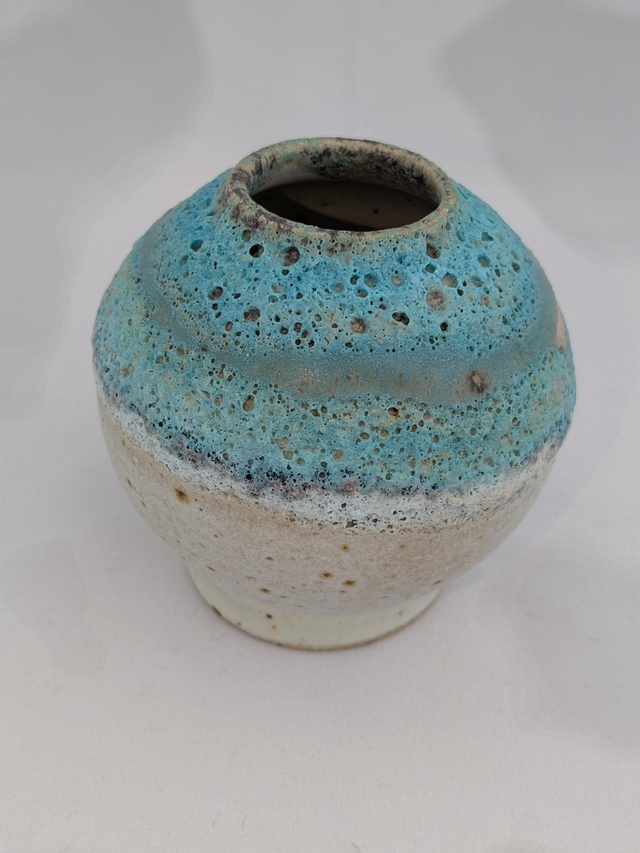 Turquoise volcanic glazed mini moon jar