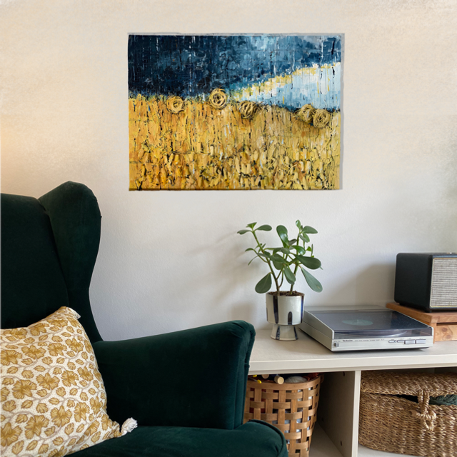 Eitempera Gemälde  ohne Titel aus dem Reihe „Schöner Schein- Umwelt auf der Kippe“