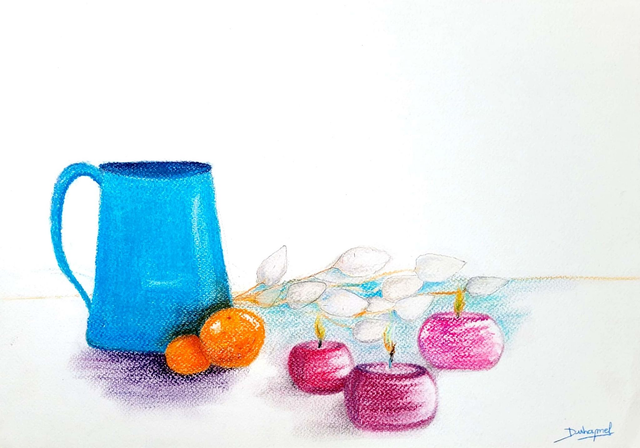 Le vase bleu et ses bougies, 2016