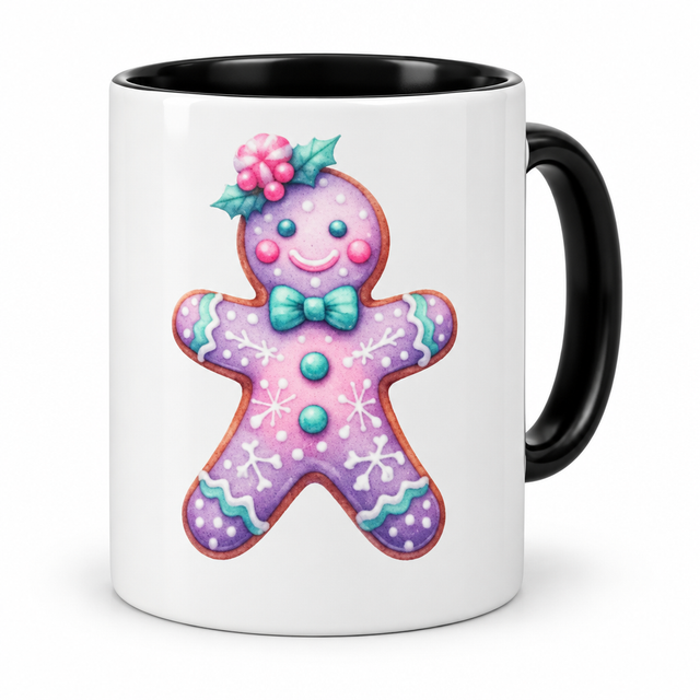 βπ Pastel Christmas Ceramic Mug with Black Handle | Festive Holiday Coffee Cup & Secret Santa Gift