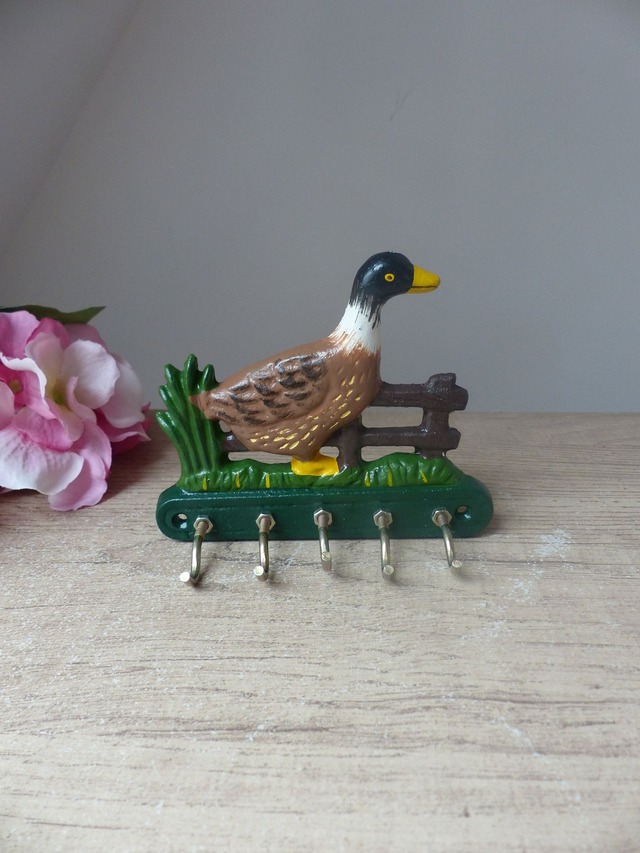 Porte-Clés Mural en Forme de Canard en Fonte, Collection Canard, Accroche Clés Animal Canard, Décoration Maison de Campagne, Cellier, Garage