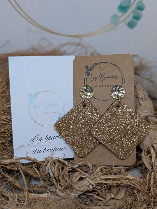 Boucles d'oreilles Chouquette doré paillettes chou