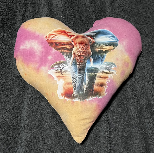 Hand Tie dye cushion elephant stripes