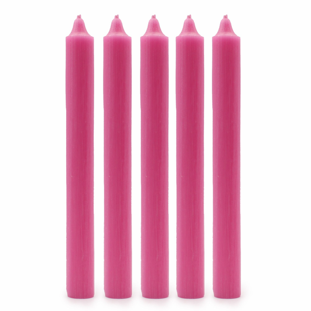 Pack of 5 Deep Pink Solid Colour Dinner Candles