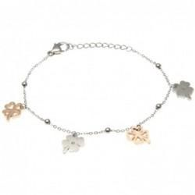 Bracciale donna in acciaio bicolore con charms portafortuna