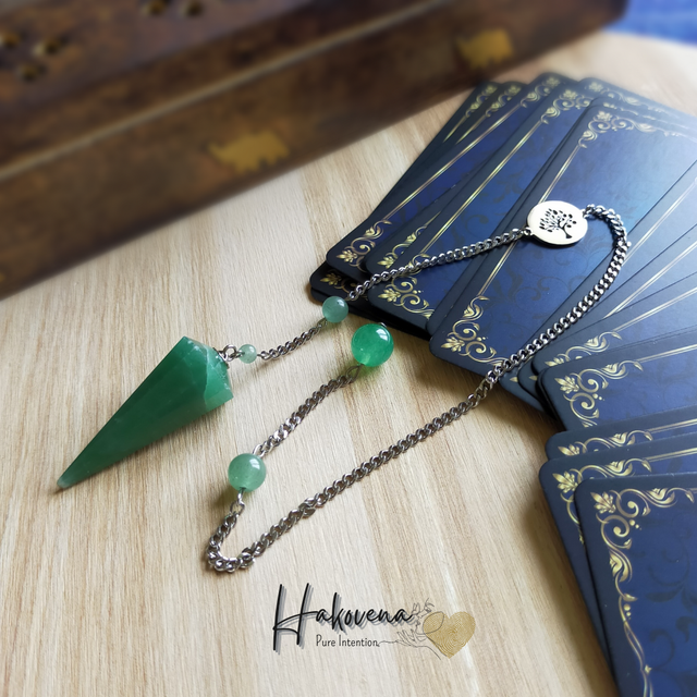 Pendule divinatoire aventurine et arbre de vie – Eve - 0003PD