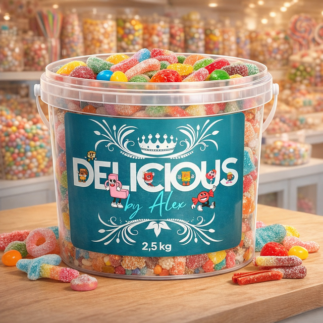 Seaux de bonbons (2,5kg) option lisse ou sucré 