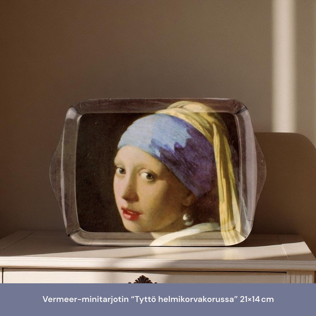 Vermeer-minitarjotin “Tyttö helmikorvakorussa”