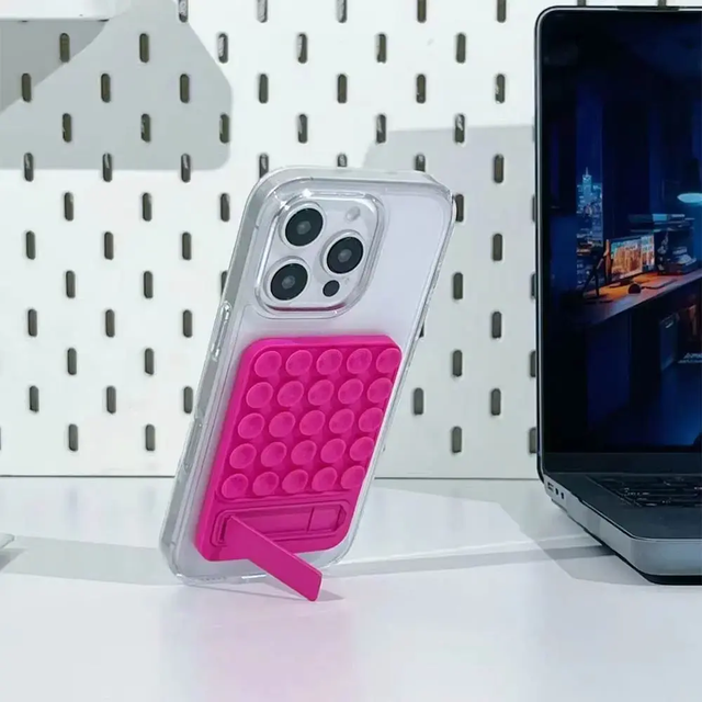 Support Ventouse Silicone avec Support Intégré Rose