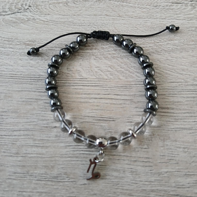 Sterrenbeeld armband Steenbok – Bergkristal & Hematiet – verstelbaar (7.014)