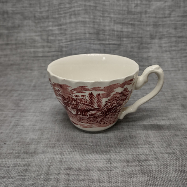 Made in England | Kopje (diameter 9,0 cm | hoogte 6,5 cm) met &#039;English Country Life&#039; motief in roze kleur | Vintage