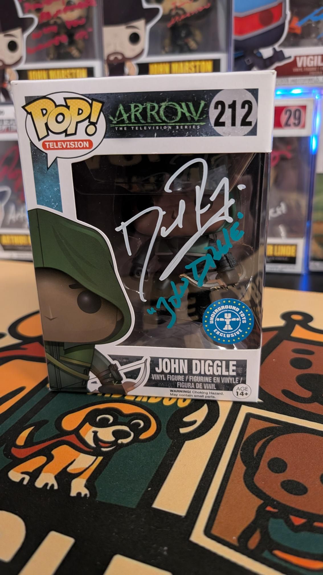 Funko Pop DC Arrow John Diggle 212 Signed By David Ramsey with SWAU COA 