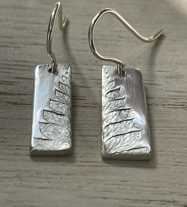 Half fern silver earrings