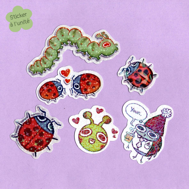 Stickers - à l'unité - Coccinelle et Chenille