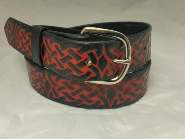 Alice Knot Embossed belt Red/ Black 1. 5" (38mm)