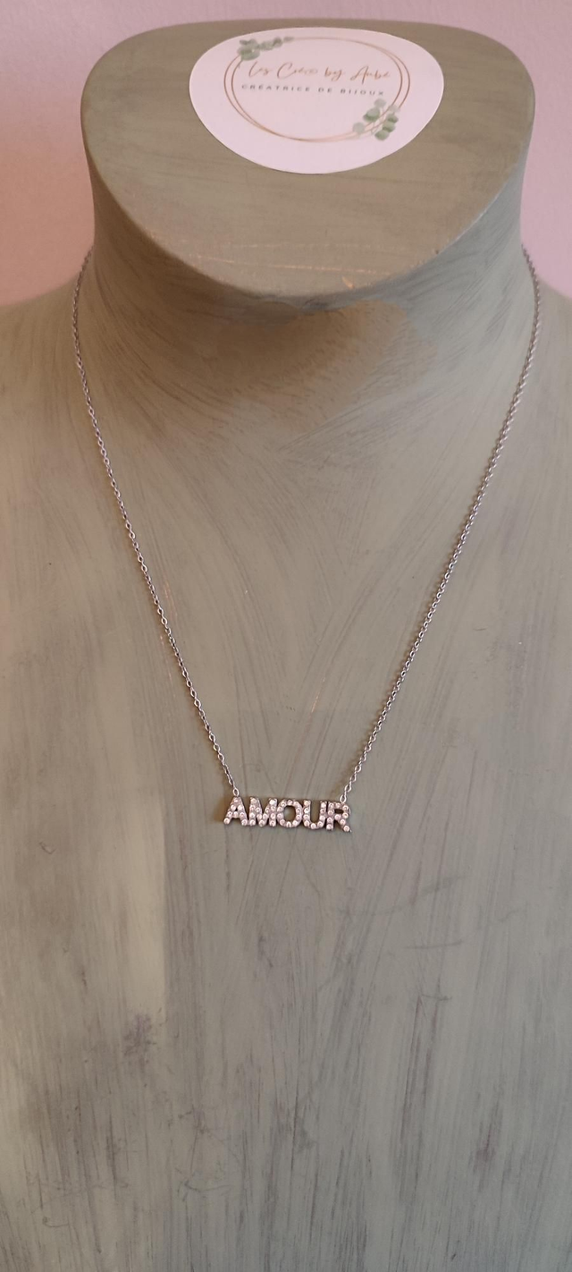 Collier Amour strass/acier inoxydable 0001215