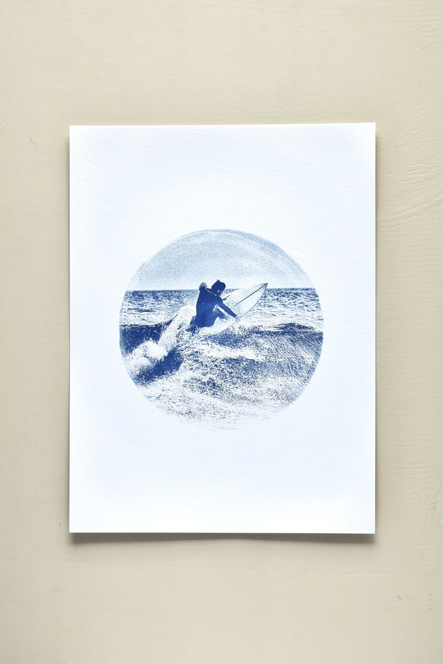 Affiche cyanotype photo de surf - L&#039;élévation, Cap Fréhel