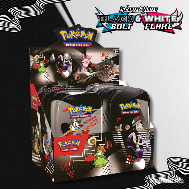 Pokémon TCG: SV10.5 Black Bolt & White Flare - Mini Tin Display (julkaisu 18.7.2025) MAX. 1 / asiakas