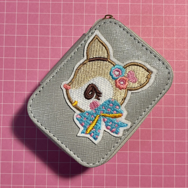 Vintage Bambi themed travel Jewellery Case in grey/silver