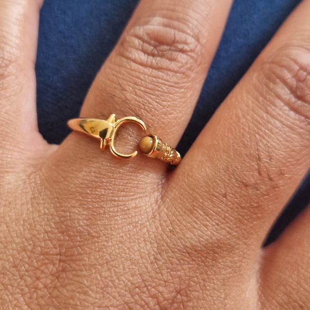 Bague barea tête de zébu beige 