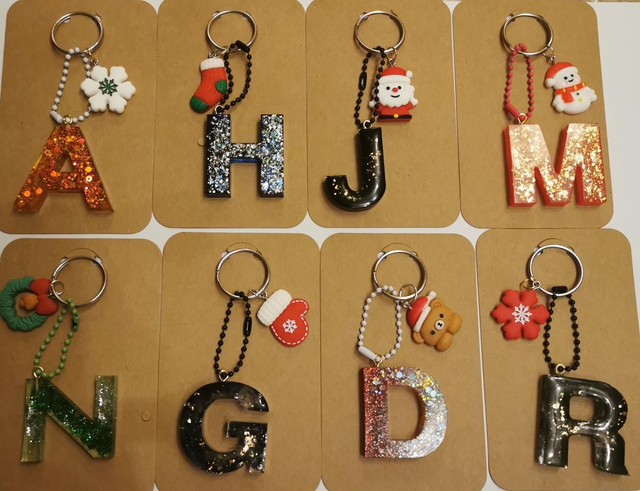 Porte clé Lettre avec breloque Noël 