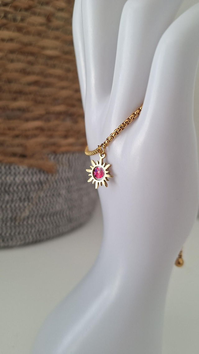 Bracelet soleil paillettes roses