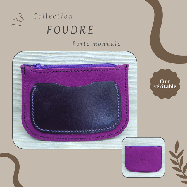 FOUDRE porte monnaie/carte - Violet (nubuck) &amp; violet foncé