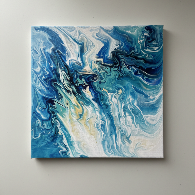 Hand Poured Acrylic Abstract Painting - 12x12 inch - POPOLS113