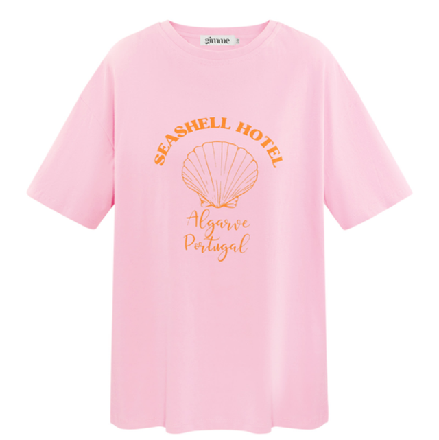 T-shirt seashell hotel lichtroze