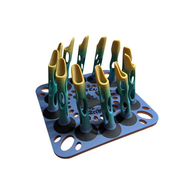 12 Arrow Fletching Stand/ Ground Quiver (Blue, Green and Yellow)