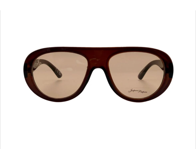 Brown Chunky Curved Frame Sunglasses with Light Brown Lenses