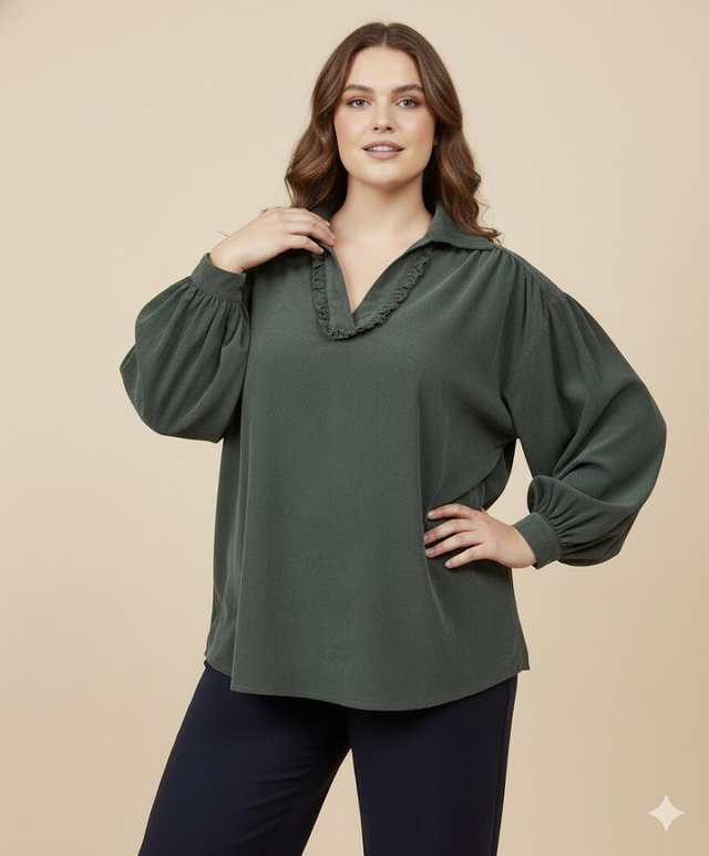 Chemise kaki avec col