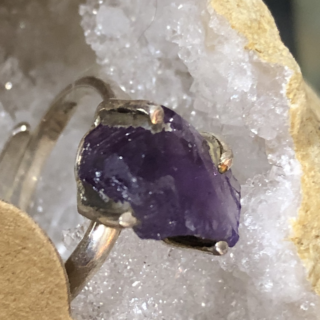 Bague réglable 925 &amp; améthyste  