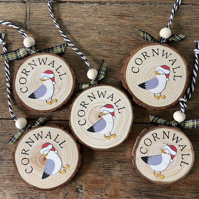 Christmas Cornwall Wood Slice