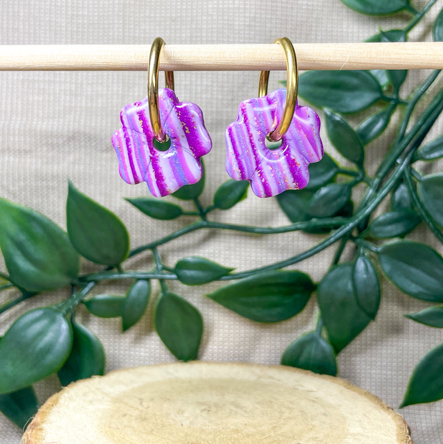 Coquelicots rayées violettes (sans créoles)