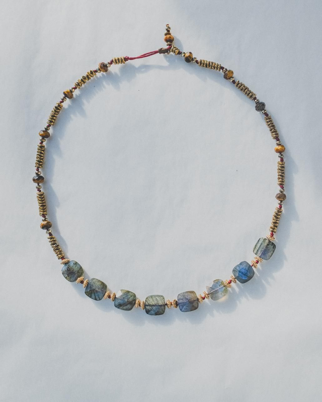 Choker N°6 en Labradorites & Hématites dorées