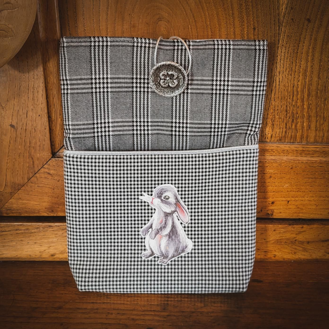 Pochette à livre "Lapin gris" - Format roman