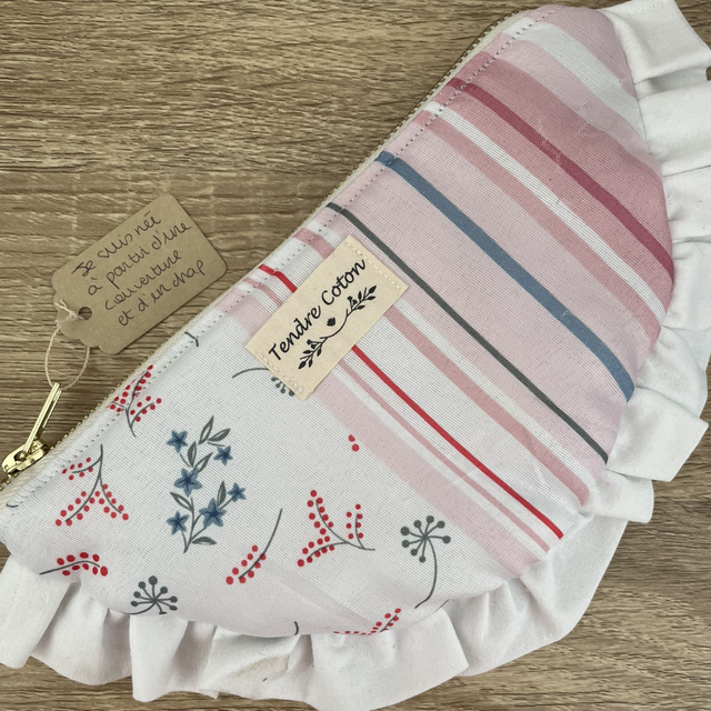 Pochette Luna rayée rose 