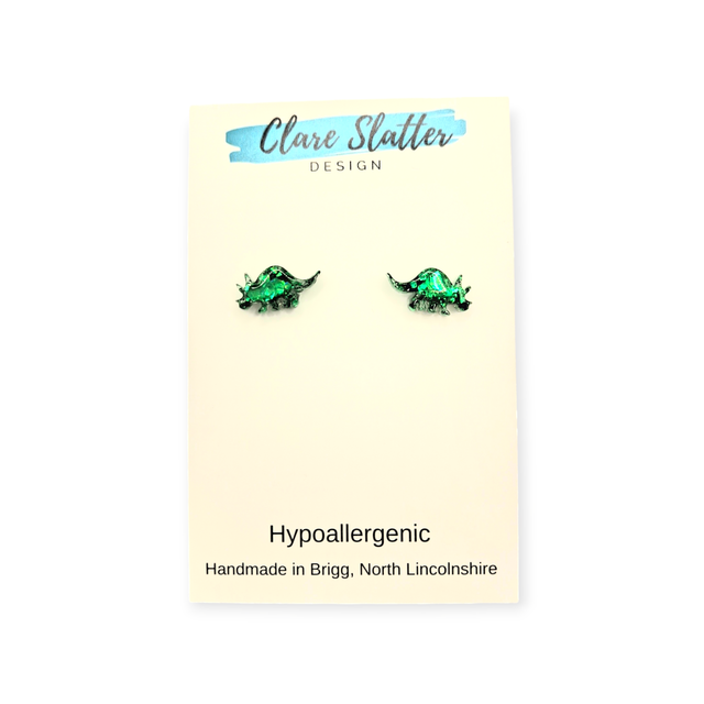 Triceratops dinosaur stud earrings