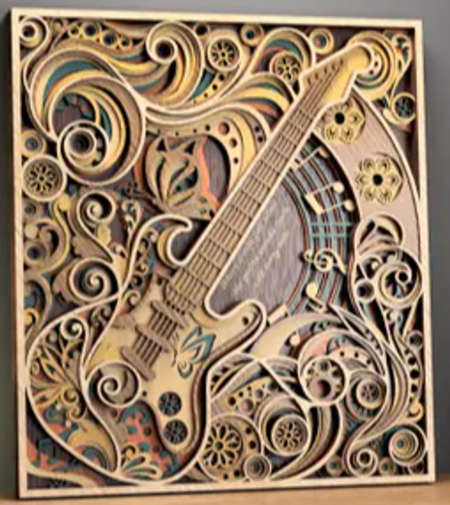 Guitare Flower Power Mandala Multicouches