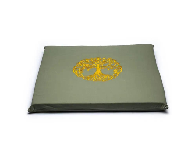 Housse verte arbre de vie doré pour tapis de méditation